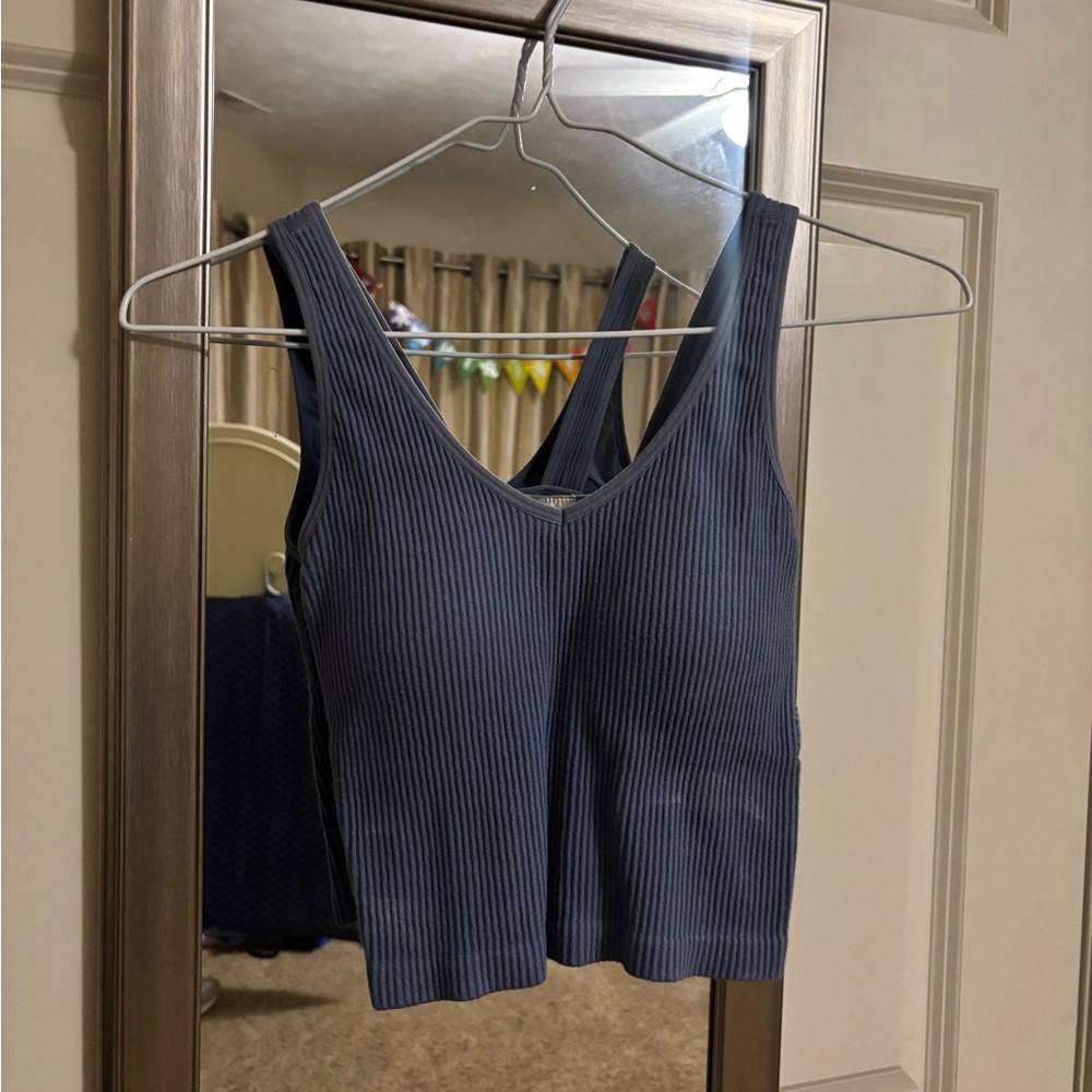 Stylish Navy Ribbed Crop Top